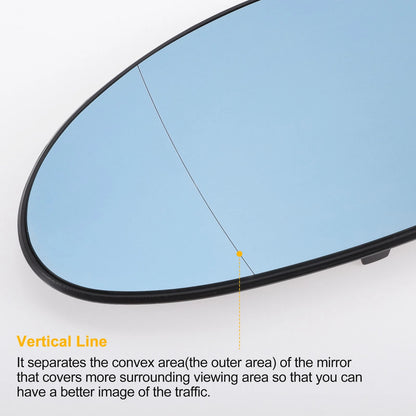 Left Side Blue Heated Mirror Glass for BMW 1 2 3 Series (2004-2009)