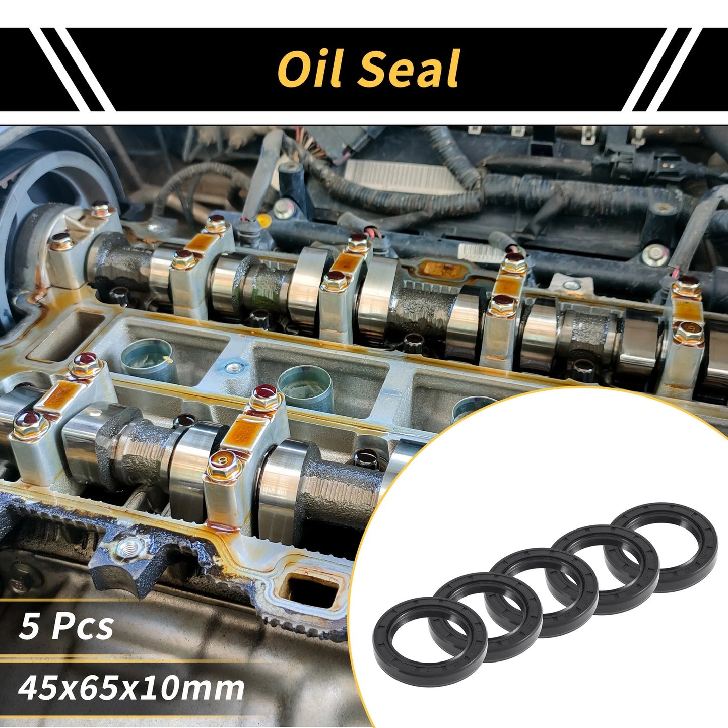 Oil Seal 45x65x10mm Seal Ring NBR Rubber 5pcs for Make Model