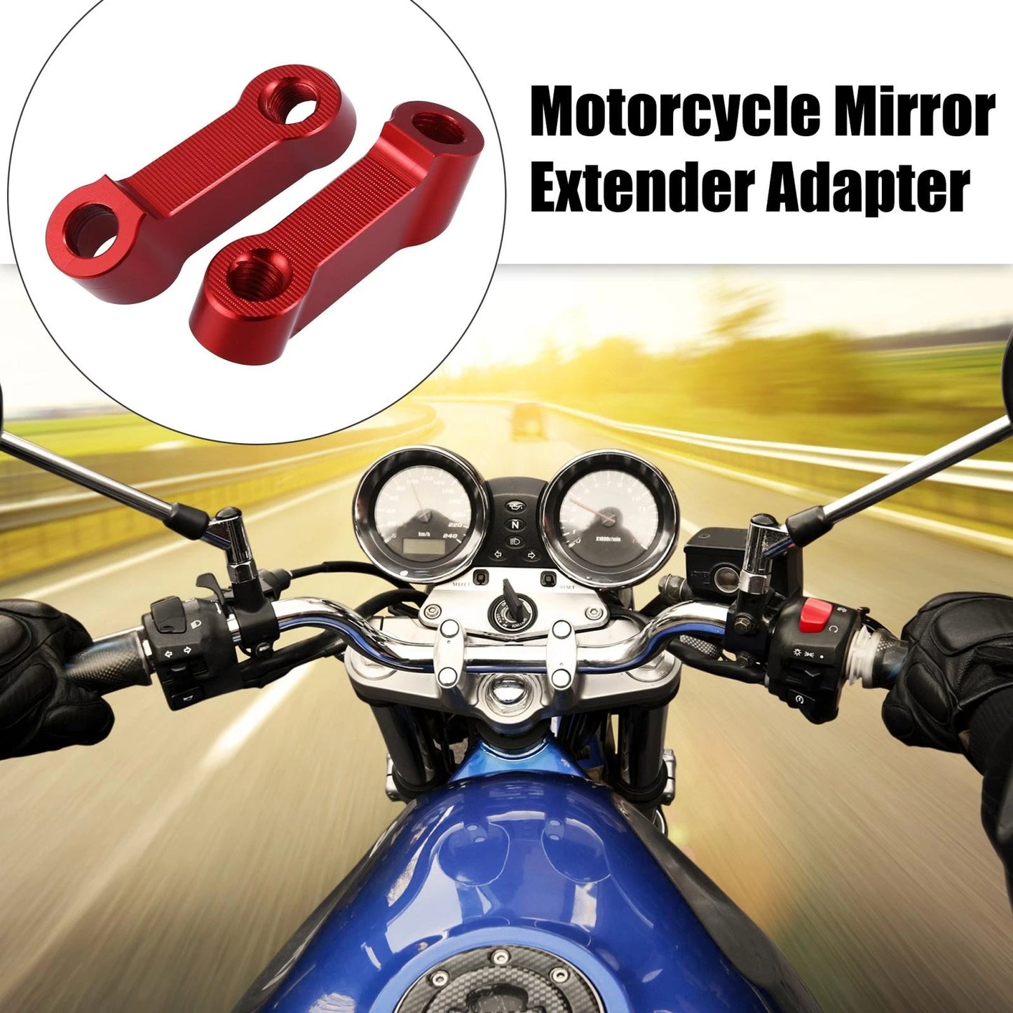 Mirror Extender Adapter 2 x 10mm 8mm for Honda Yamaha