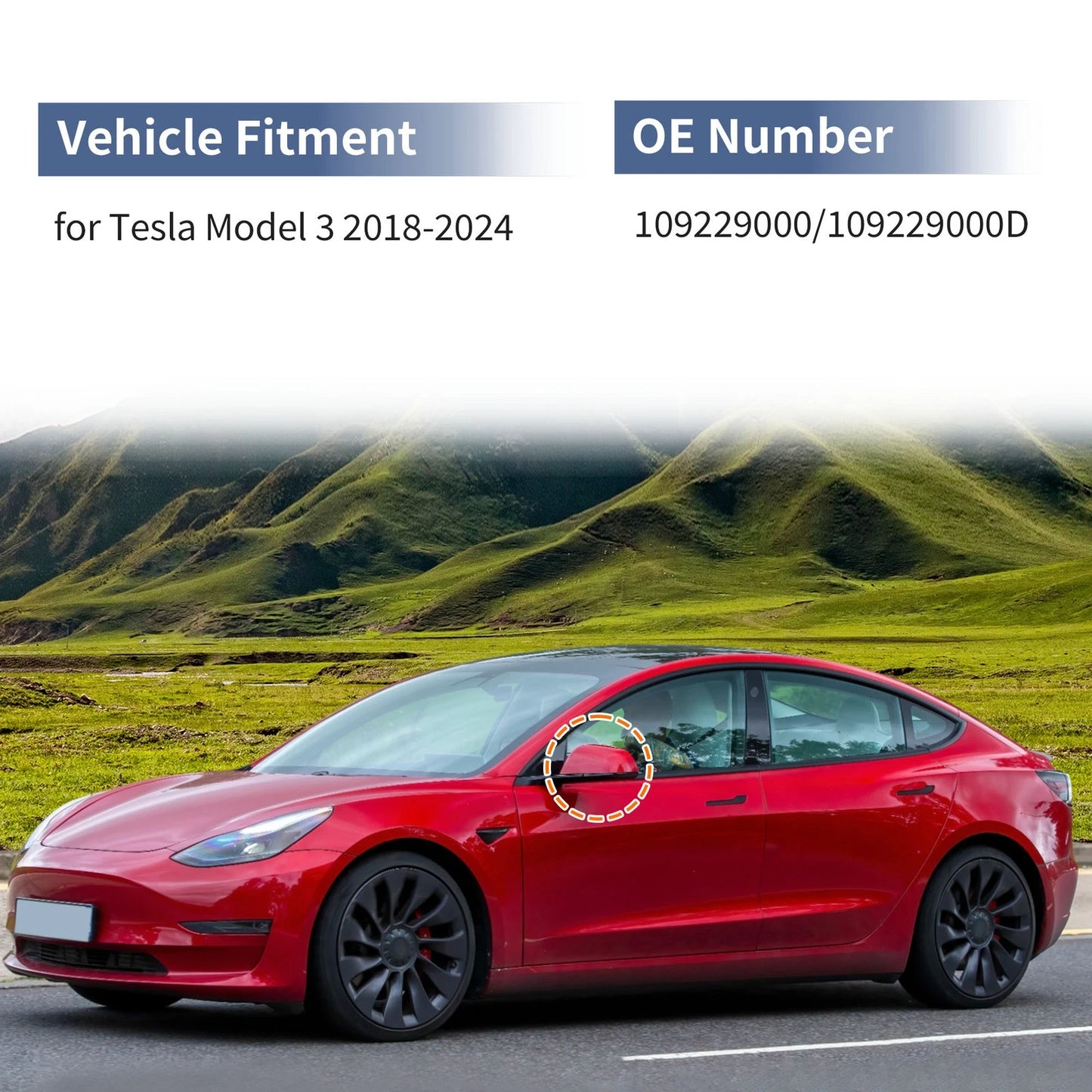 Left Right Mirror Cover Caps for Tesla Model 3 (2018-2024)