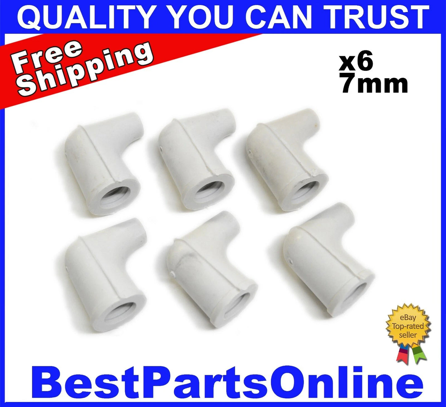 6x Spark Plug Wires, 90° with Boots, Sockets, Distributor Caps for Universal