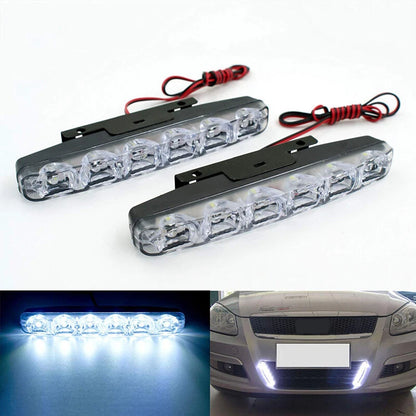 2 x 6 LED Super White High Power Car DRL Daytime Running Lights for Universal