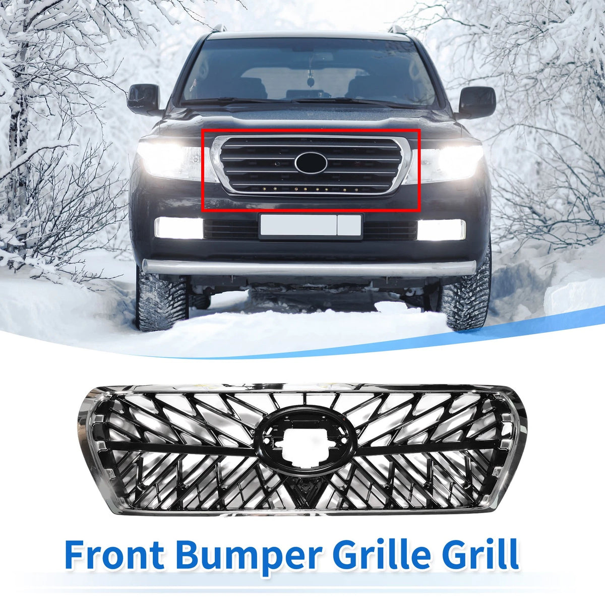 Front Upper Hood Bumper Grille for Toyota Land Cruiser LC200 (2008-2015)