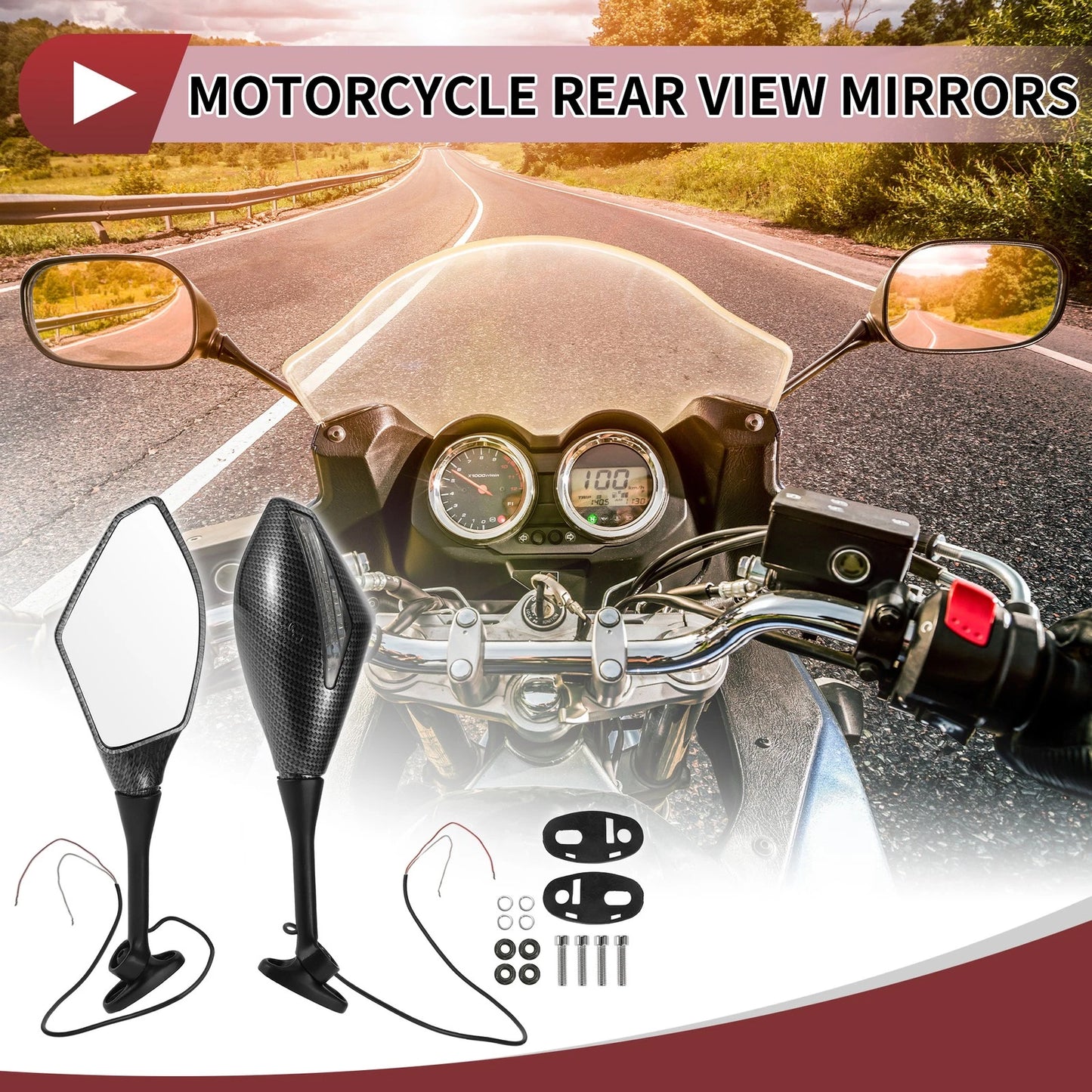 1 Set Motorcycle Rear View Mirrors Aluminum for Honda CBR600RR (2003–2014)
