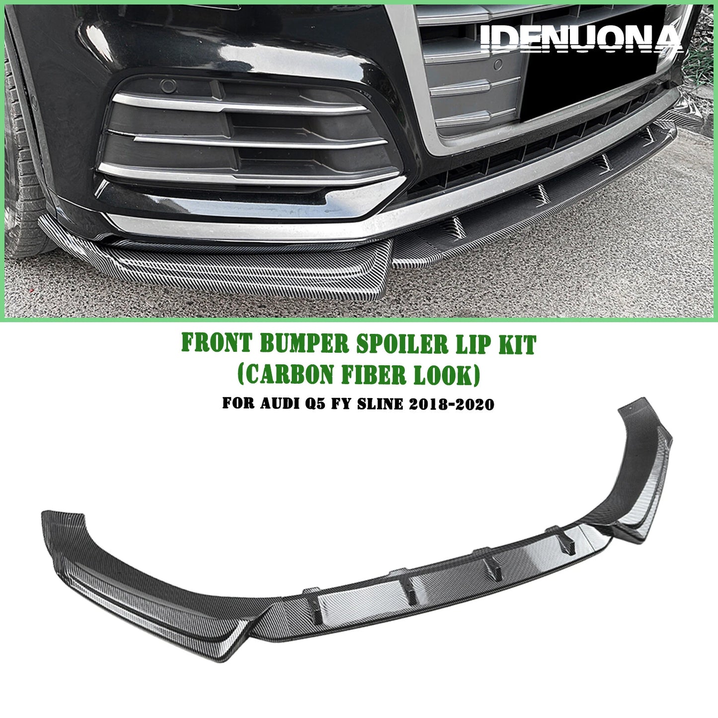 Front Bumper Spoiler Lip for Audi Q5 FY Sline (2018-2020)