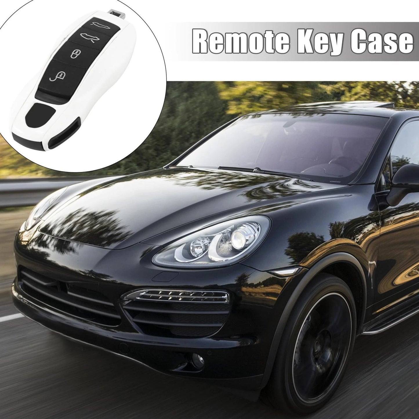 White Key Cover & Fob Case Shell Set for Porsche Cayenne Macan