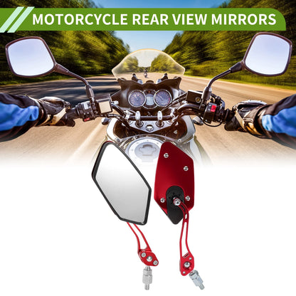 Rear View Mirror / M8/M10 / Polygonal Red Alloy Plastic for Motorcycle