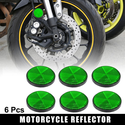 6pcs M6x1.0 Green Universal Screw Mount Round Warning Reflector for Motorcycle