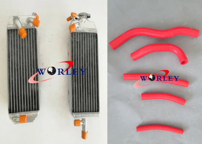 Aluminum Radiator + Red Silicone Hose for Suzuki RM125 (1996-1997)