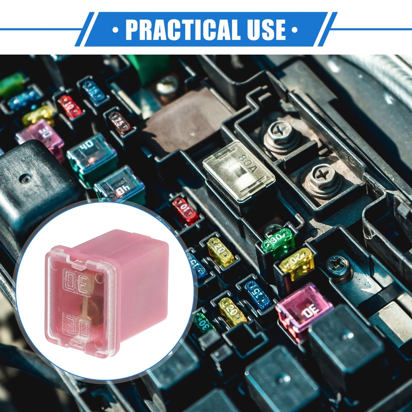 6 Pcs 30 Amp Mini Box Shaped Fuses for Pickup Trucks & Cars (All Years)