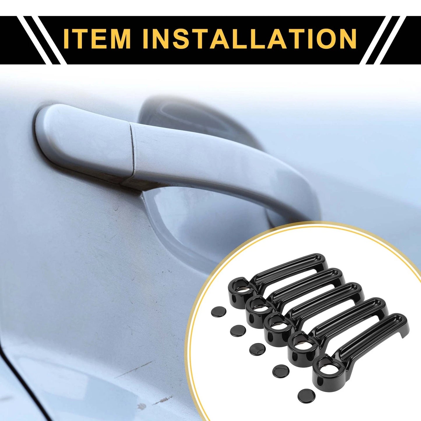 Set of 2 Door Handle Bowl Covers for Jeep Wrangler JK JKU (2007-2015) Glossy Black