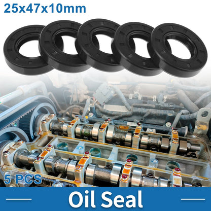 Oil Seal Rotary Shaft Seal Nitrile Rubber 25x47x10mm Black 5pcs for Model