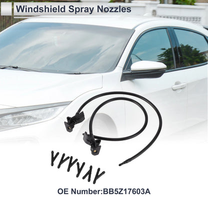 6 x Windshield Washer Nozzles & Hose Connectors for Ford (2015-2023)