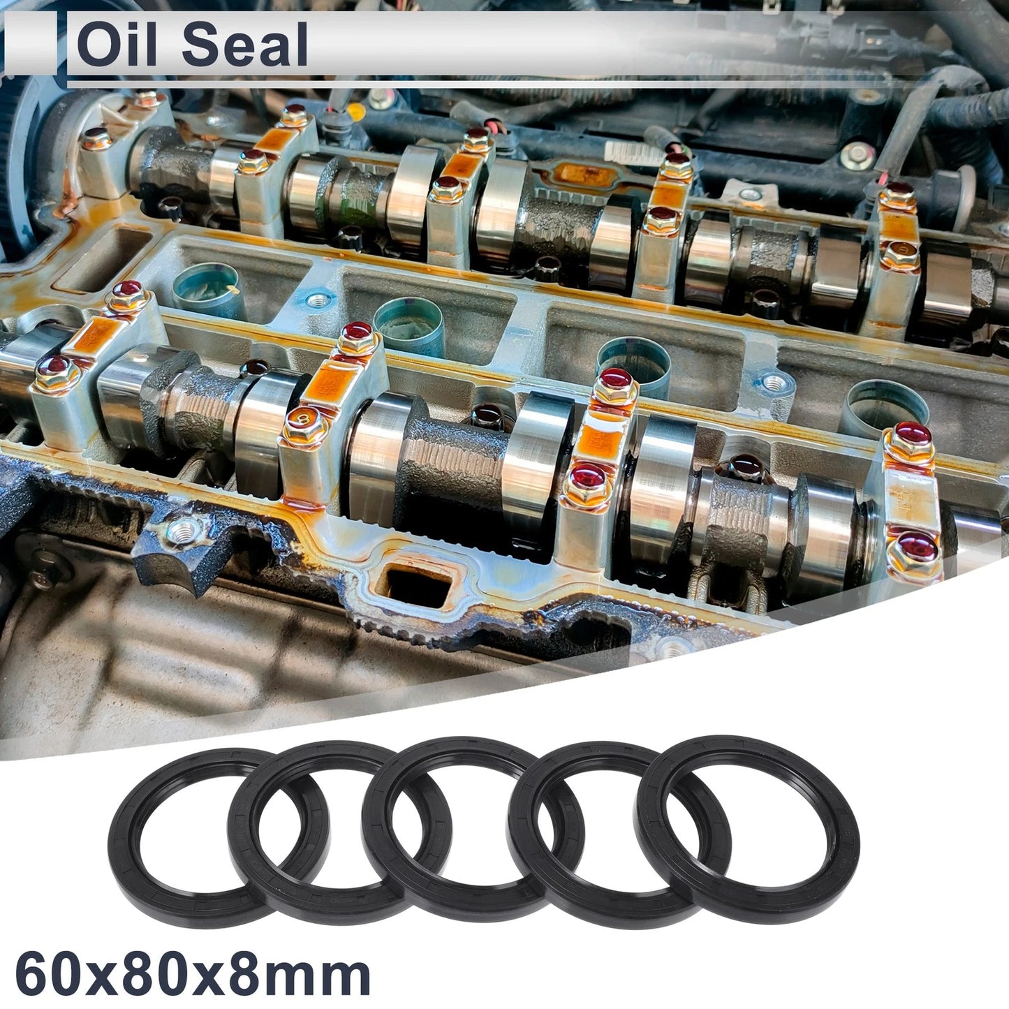 Oil Seal / 60x80x8mm / Rotary Shaft Seal NBR Rubber 5 Pcs