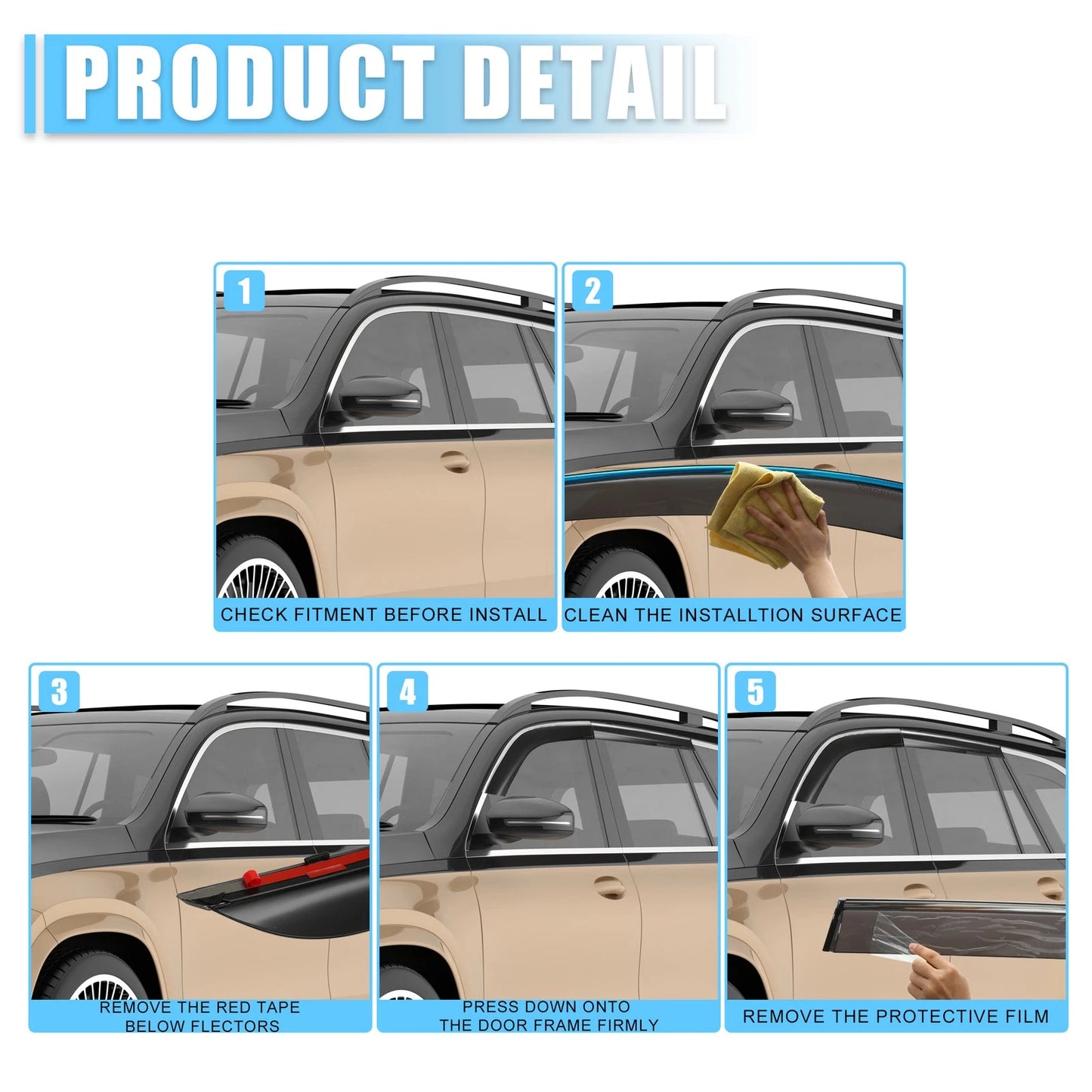 Window Vent Visor Deflectors Rain Guards for Nissan Sedan