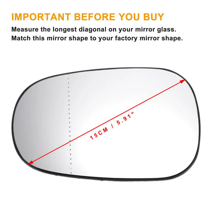 Left Side Heated White Mirror Glass for Nissan Micra (2002-2009)
