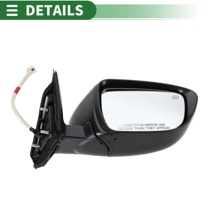 Right Side Door Mirror for Nissan Rogue 2017-2019 Manual Folding Black