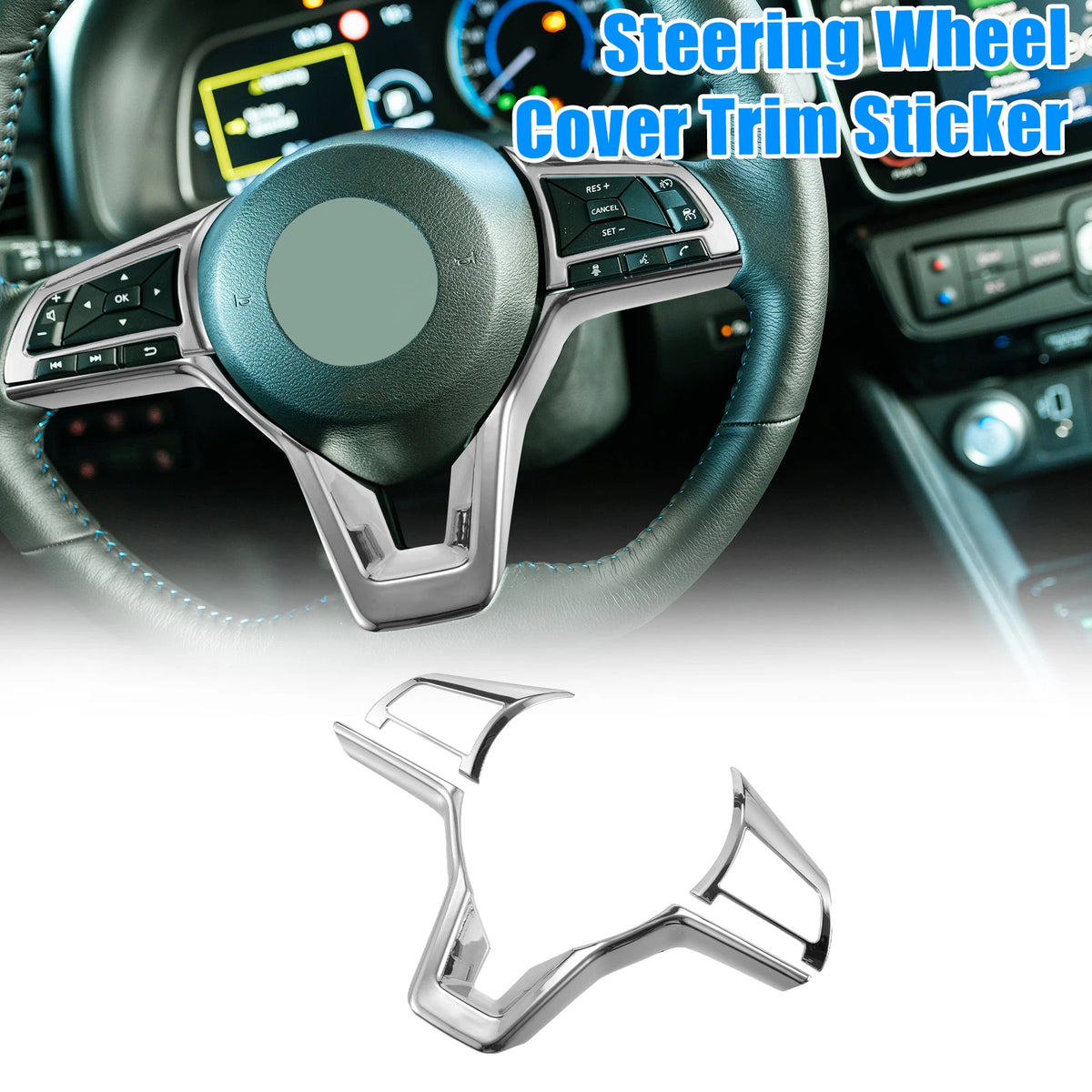 Silver Tone ABS Plastic Steering Wheel Cover Trim for Nissan Altima (2019-2022)