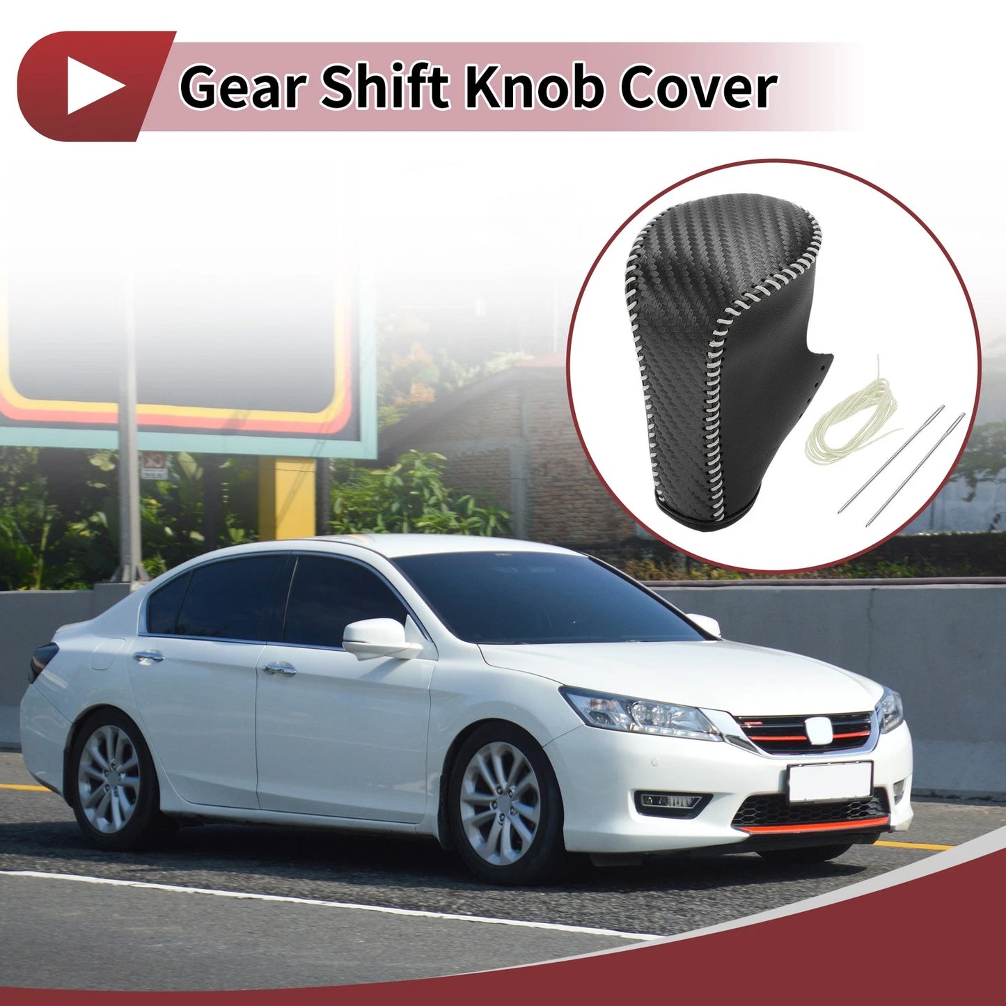 Black Carbon Fiber Gear Shift Knob Cover for Honda Accord (2008-2012)