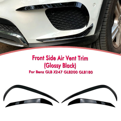 Gloss Black Front Bumper Side Air Vent Trims for Benz GLB X247 (20-21)