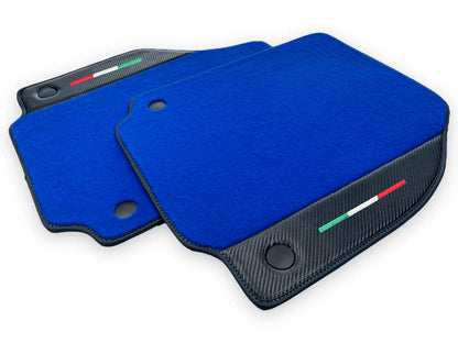 Blue Floor Mats for Ferrari 488 GTB (2015-2022) - AutoWin Brand with Carbon Fiber