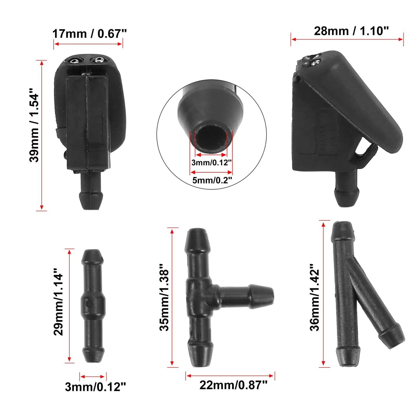 Front Windshield Washer Nozzles Kit for Ford Fiesta (2001-2007)