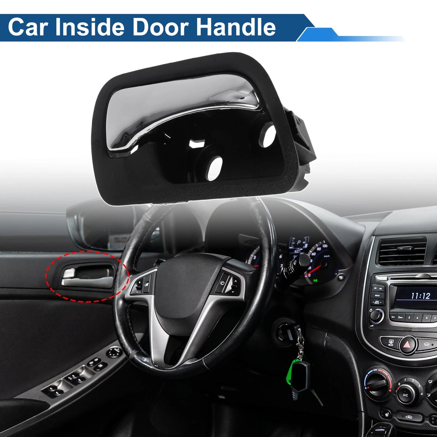 Driver Side Interior Door Handle for Honda Accord (2003-2007) Black Chrome