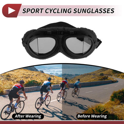 Set Motorcycle Goggles Black Lens Black Frame PC Cycling Sunglasses for Make