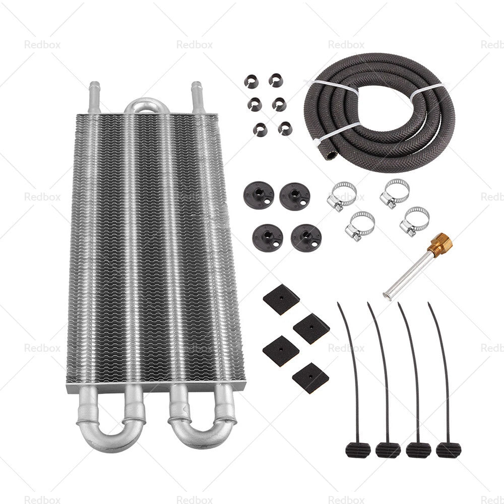 4 Row Transmission Oil Cooler Radiator + Hose Mounting Kit for Universal Cars