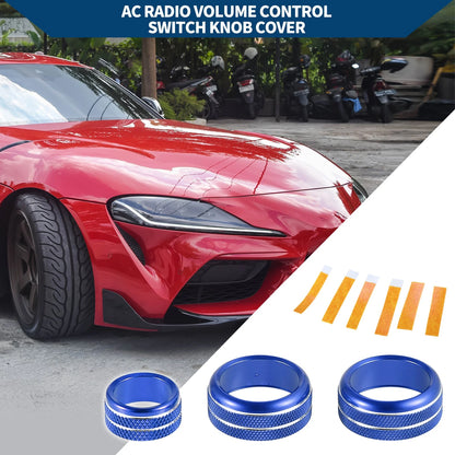 AC Radio Volume Switch Knob Cover Ring for Toyota Supra (2018-2022) - 3 Pcs