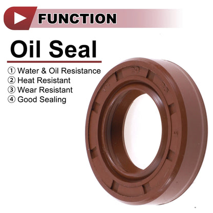 Oil Seal / 20x35x8mm / Rotary Shaft Seal FKM Brown 2 x for Car