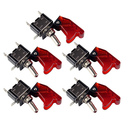 5 x Red LED Rocker Toggle Switch SPST ON/OFF 12V 20A for Car Marine Boat