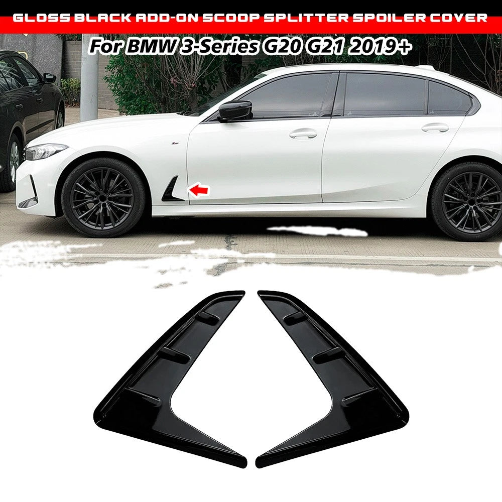 Gloss Black Add-On Side Fender Vent Duct Trims for BMW 3-Series G20 G21