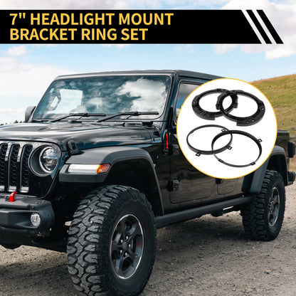 7 Inch Round Headlight Mounting Bracket Set for Jeep Wrangler (2007-2018)