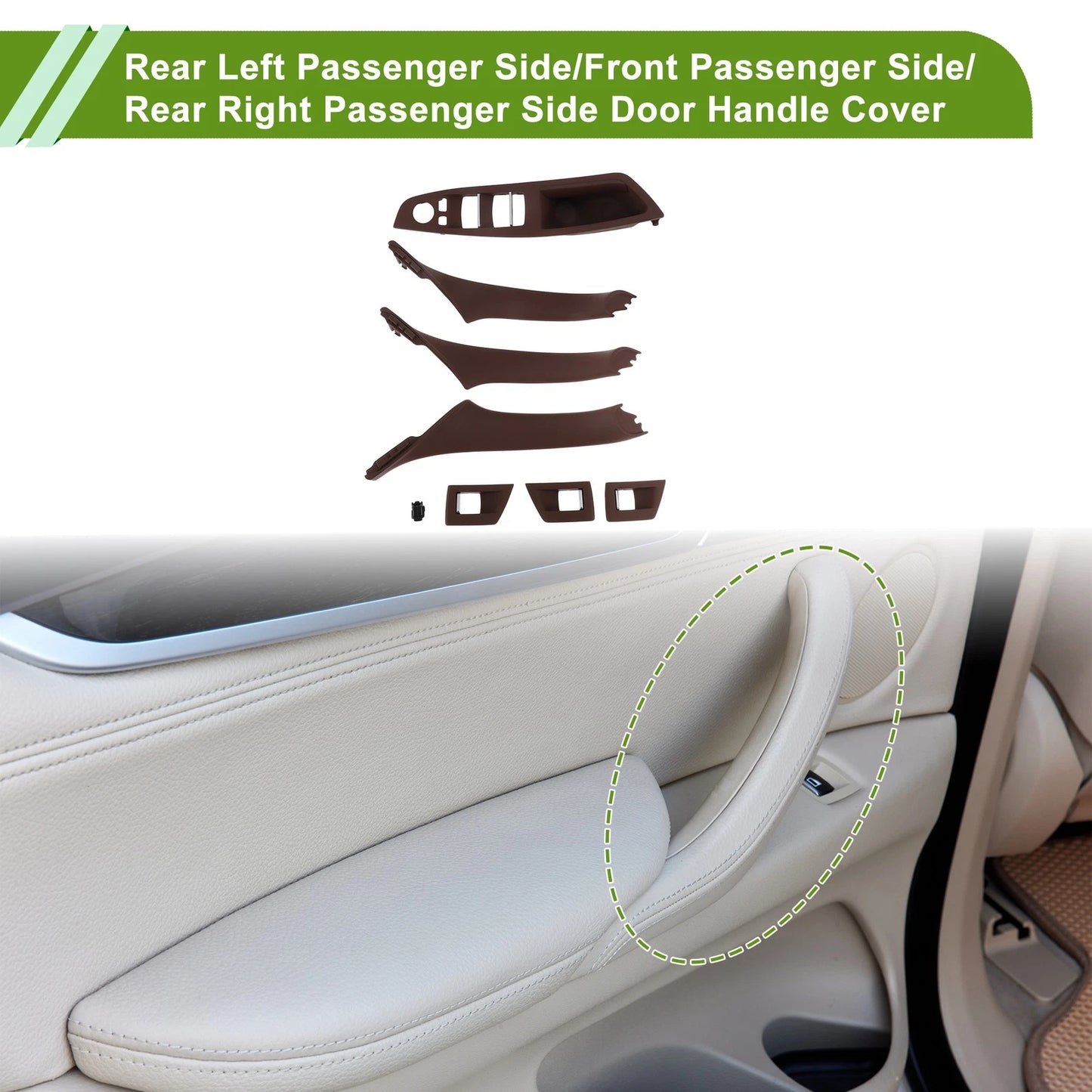 Door Panel Handle Pull Trim Cover for BMW 5 Series (2011-2016) Reddish Brown