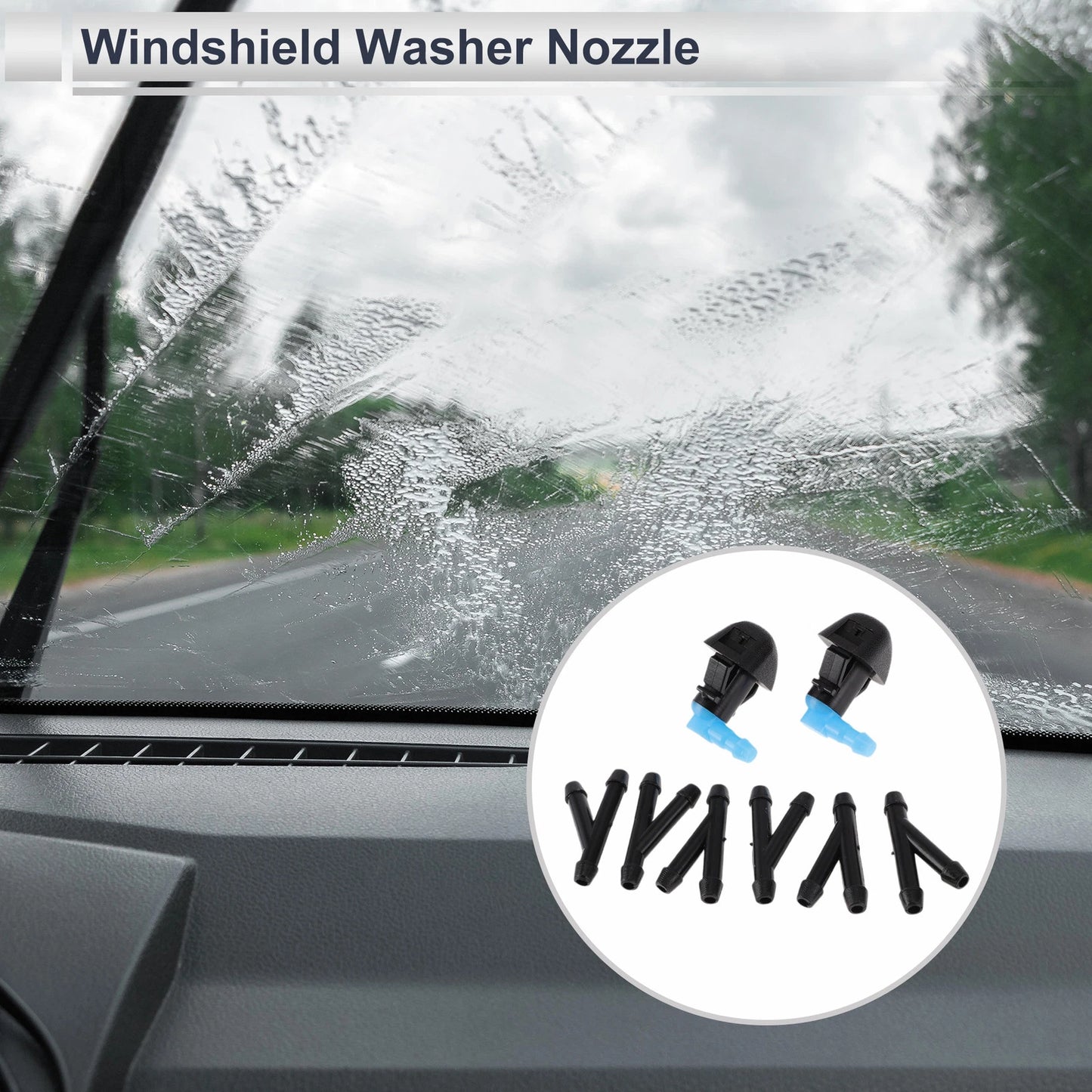 Windshield Washer Nozzle & 6 x Hose Connectors for Honda