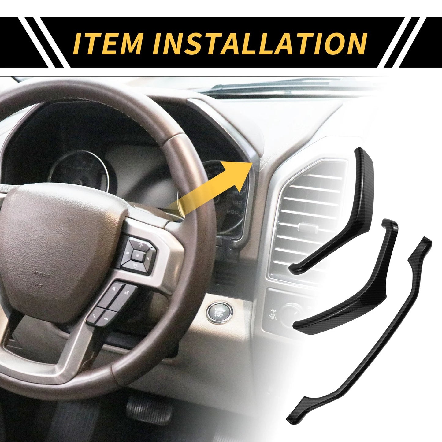 Dashboard Meter Panel Frame Cover for Ford F-150 (2015-2020) Carbon Fiber