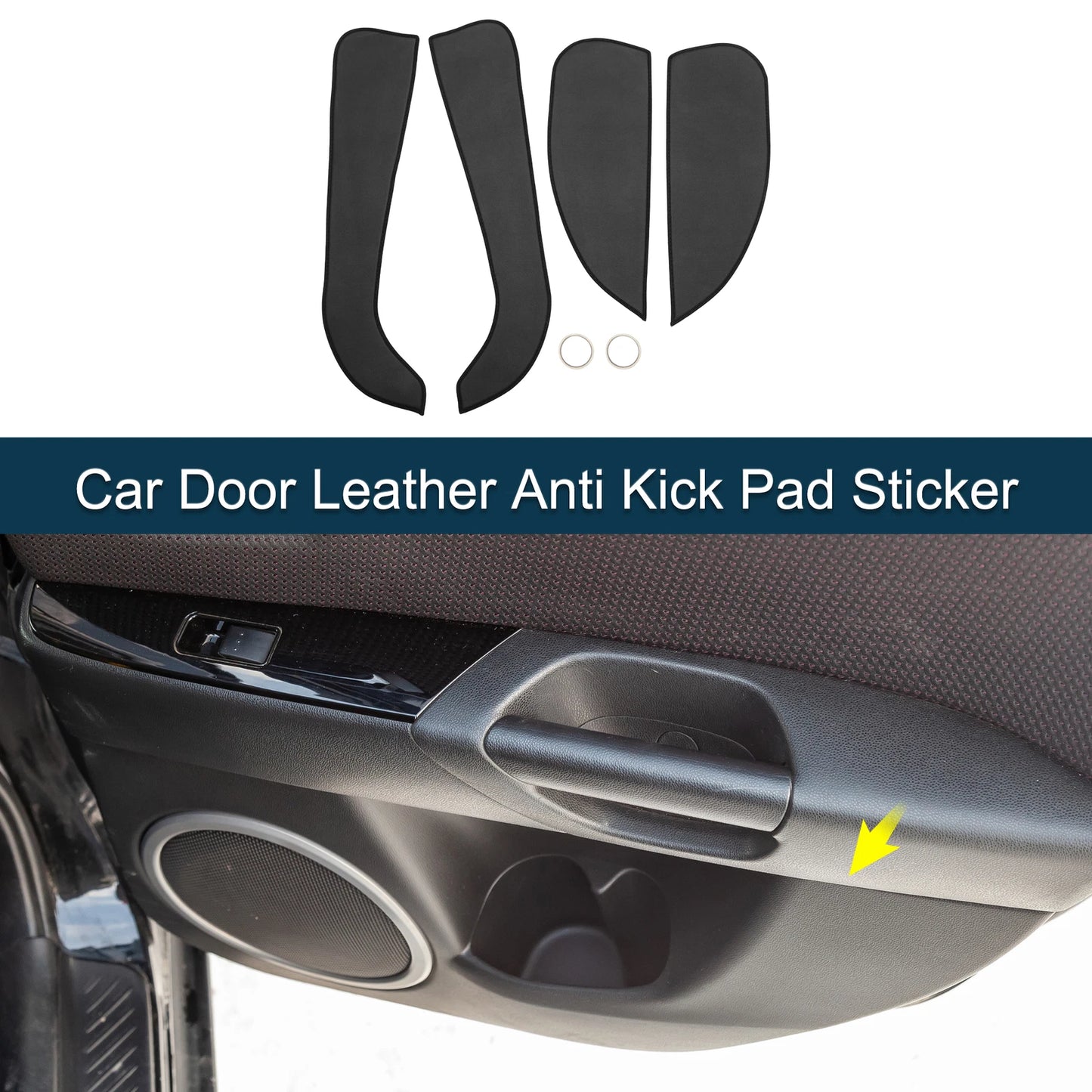 Car Door Leather Anti Kick Pad Sticker for BMW 1 Series (2012-2013) Black Set