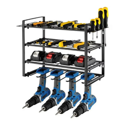 4 Layer Metal Power Tool Organizer Wall Mounted Storage Rack