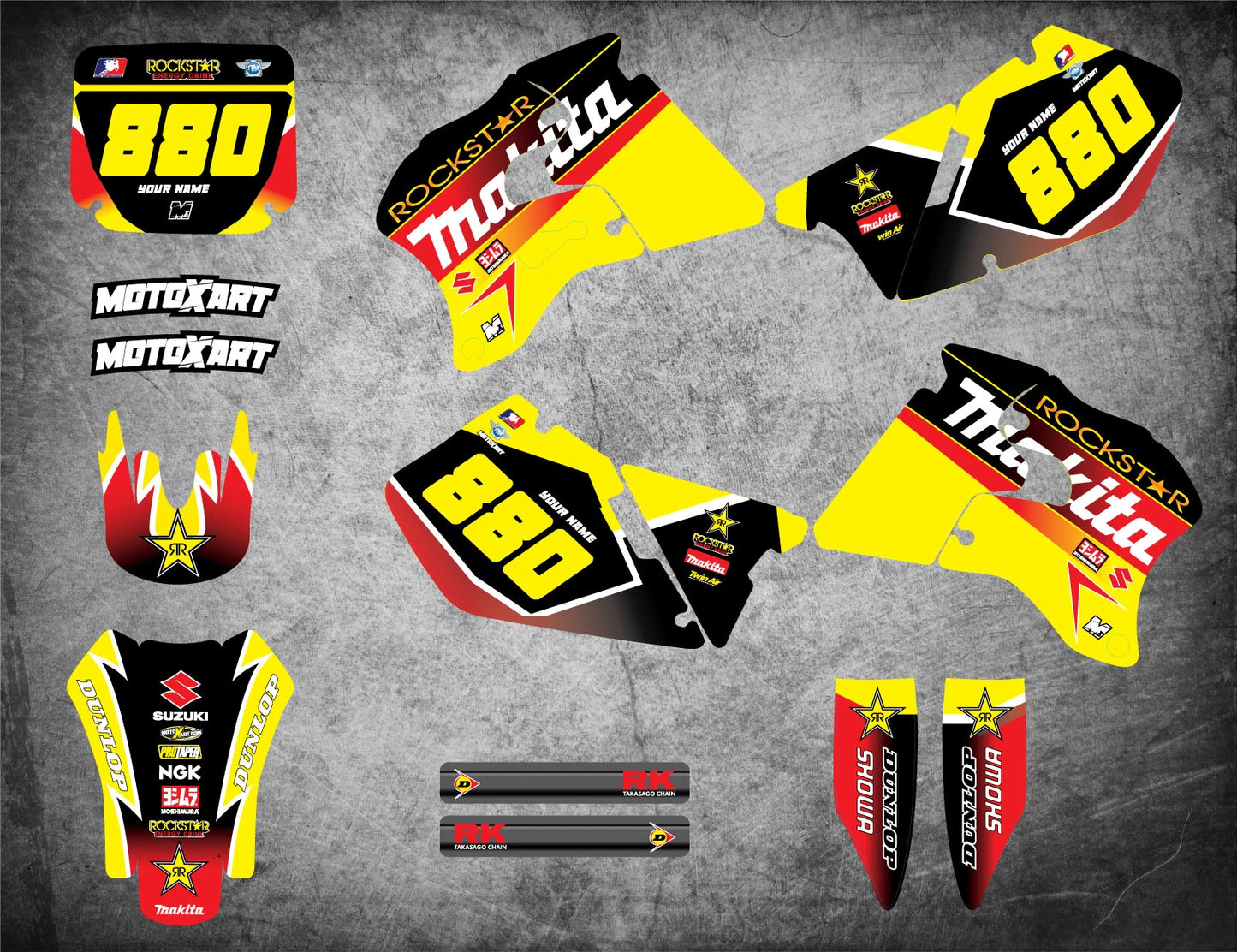 Custom Graphic Kit for Suzuki RM 250 (1996-1998) - Podium Style Stickers Decals