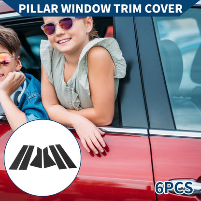 6 Pcs Black Door Pillar Window Trim for Honda Jazz (2021-2023)