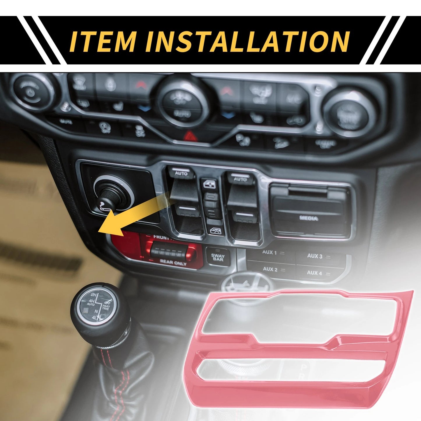 Dashboard Control Panel Cover for Jeep Wrangler JL JLU (2018-2024) - Pink