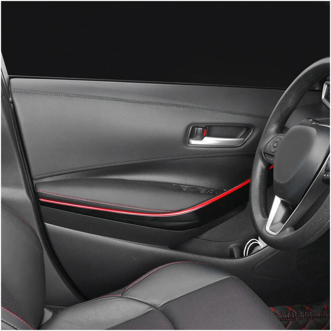 PU Leather Line Strip Decor Moulding Trim for Car Door Dashboard (N/A)