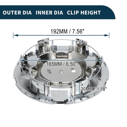 Wheel Center Cap 192mm for Chevrolet Silver Tone Plastic 1Pc
