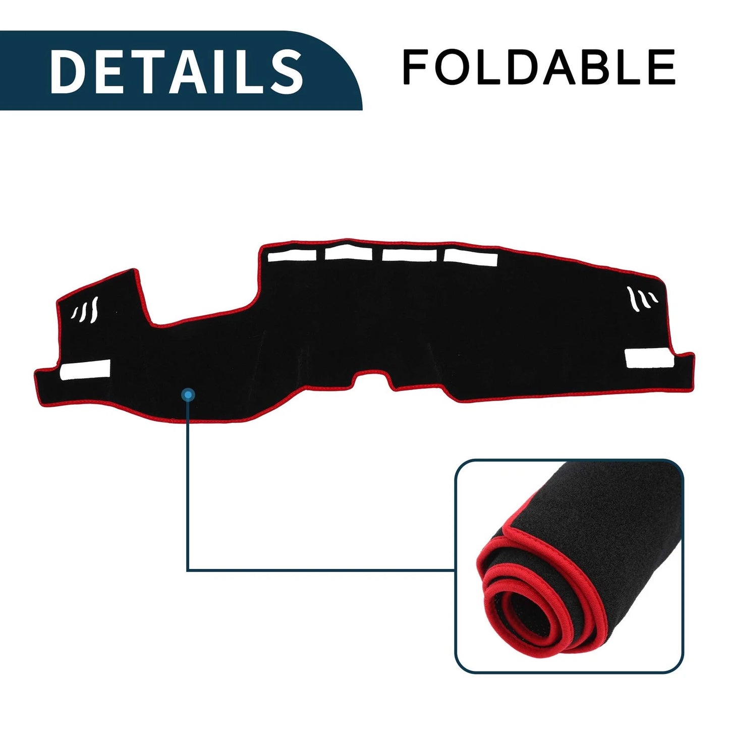 Dashboard Cover Mat for TOYOTA Harrier (2020-2024) Black Red 1 Set