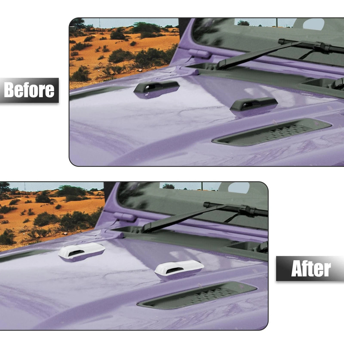 White Engine Hood Hinge Covers for Jeep Wrangler JL JLU (2018-2021)