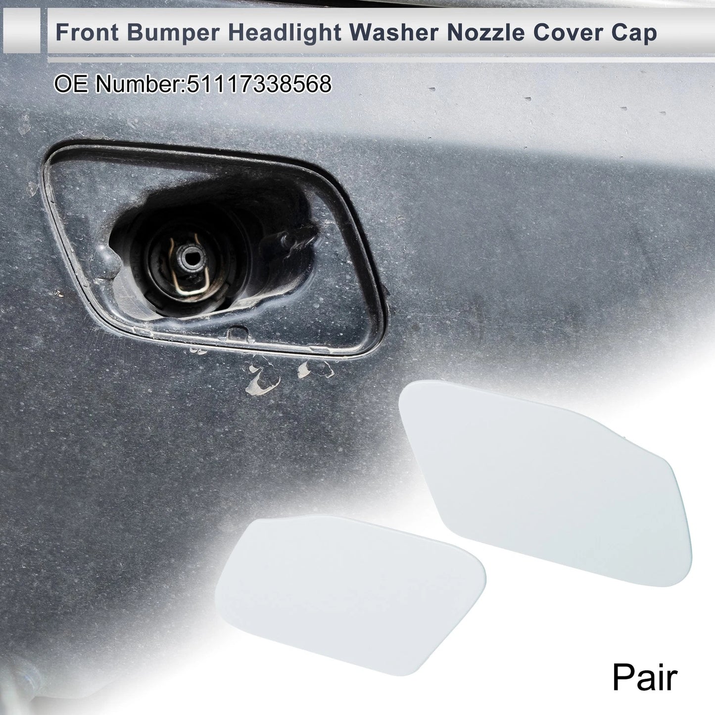 Washer Nozzle Cover Cap for BMW X3 (2011-2017) - Unpainted, 2 x Covers