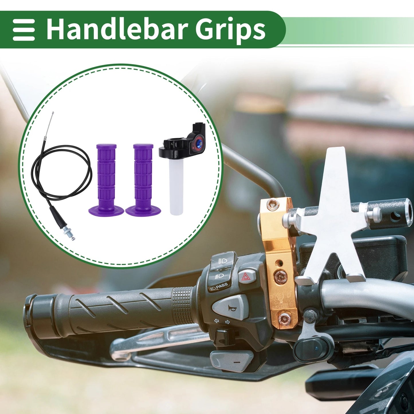7/8" 22mm Hand Grips Cover Purple Checkered for Motorcycle