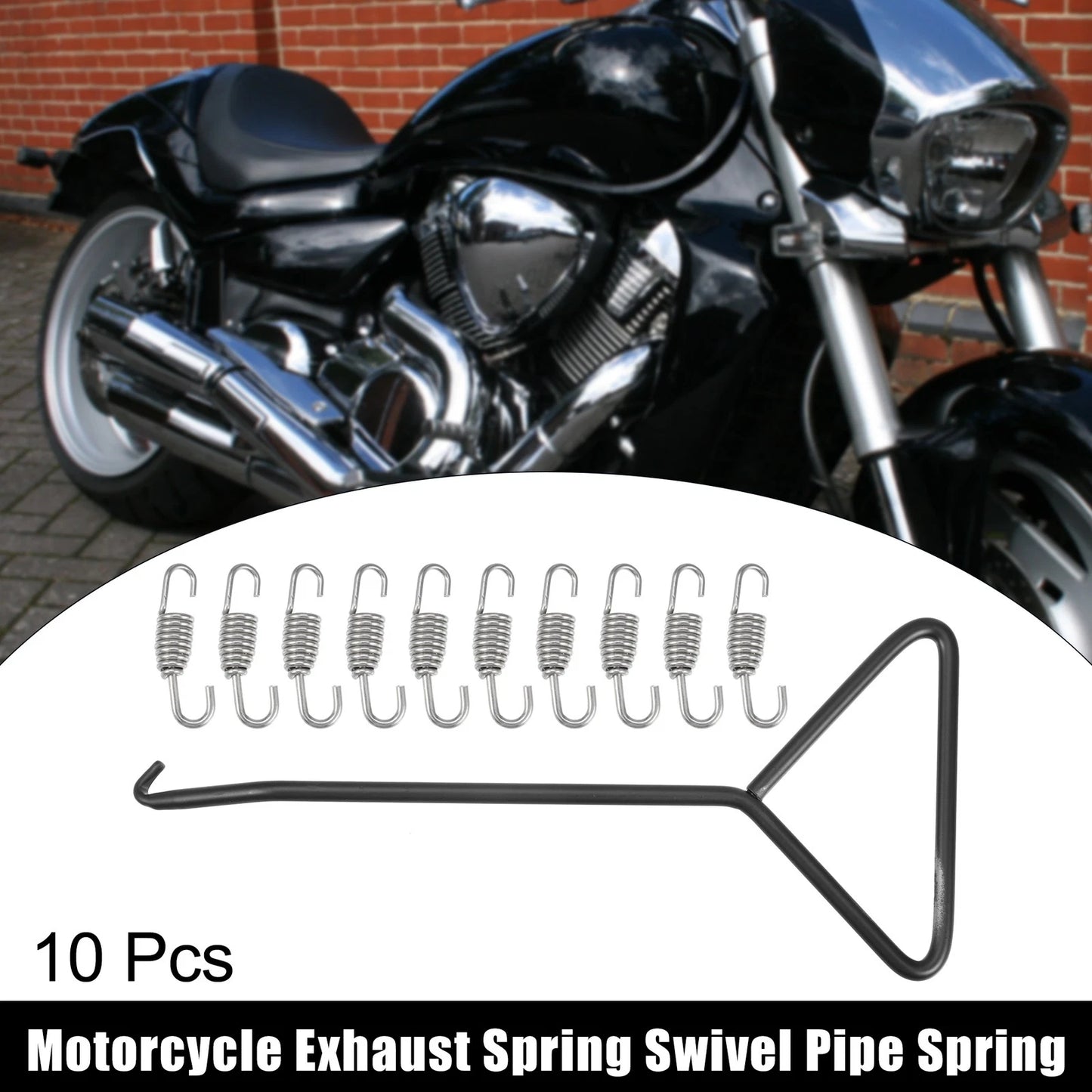 10x Exhaust Pipe Spring with Hook 45mm Stainless Steel for Motorcycles