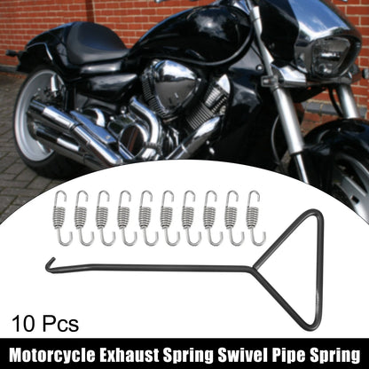 10x Exhaust Pipe Spring with Hook 45mm Stainless Steel for Motorcycles